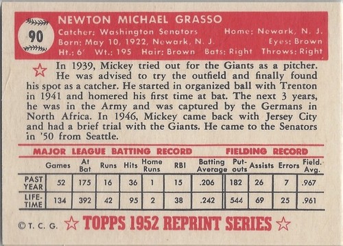 Washington Senators - Buy 1-50% OFF 2nd  1983-1952 Topps Reprint 23 Available - Picture 33 of 69