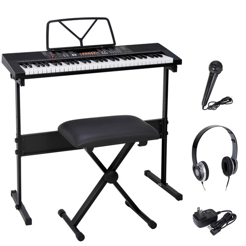 Electric Keyboard Piano 61-Key w/Headphones, Microphone and Stool for Beginners - Picture 4 of 15