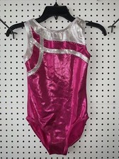 EUC Balera Leotard Size ML Child Metallic Pink and Silver Dance Wear
