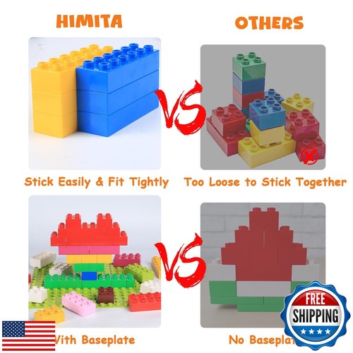 Building Blocks Set for Kids with Baseplate Big Building Bricks 101Pcs Classi - Picture 2 of 5