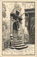 Old postcard postcard Rothenburg - old portal in the town hall courtyard GERMANY (1074426)