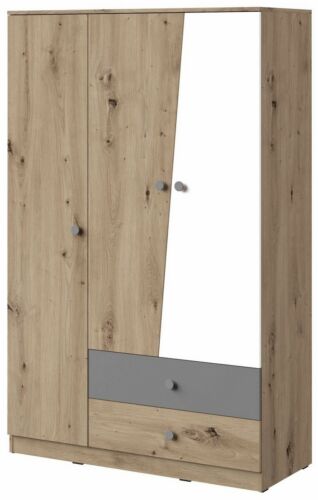 Kleiderschrank NERO 03 Schrank 3 Türiger 2 Schubladen 5 Regalboden Kleiderstange - Bild 15 von 15