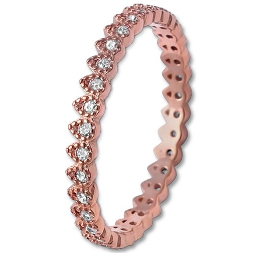 Damen Ring 925 Sterling-Silber Rosegold Rotgold vergoldet Zirkonia Fingerring Q9 - Bild 2 von 3