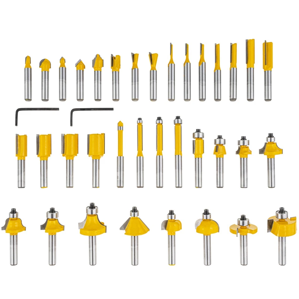Fräsersatz Holz Oberfräse Holzfräser 35 Tlg. Fräser 8mm Nutfräser Abrundfräser - Bild 2 von 4