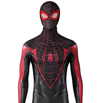 PS5 2 Miles Morales Spiderman Jumpsuit Cosplay Costume Bodysuit Halloween Party