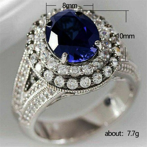 Gorgeous 925 Silver Rings Women Jewelry Cubic Zircon Wedding Ring Sz 6-10 - Picture 4 of 6