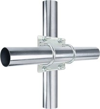Antenna Mast Clamp Cross-Over Bracket Kit with U Bolts for 1"-2" OD Poles Hea...