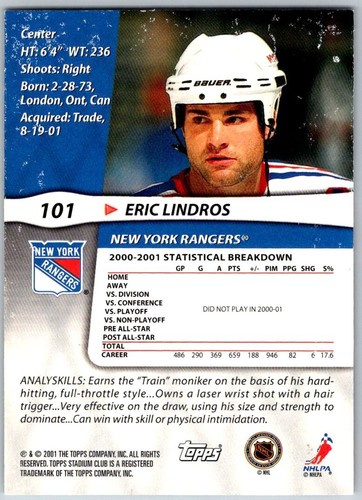 Cartes de base de hockey Topps Stadium Club 2001-02 - à choisir dans la liste - Photo 3 sur 75