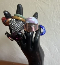 Glass , Stretch , Plastic Lot Of Rings