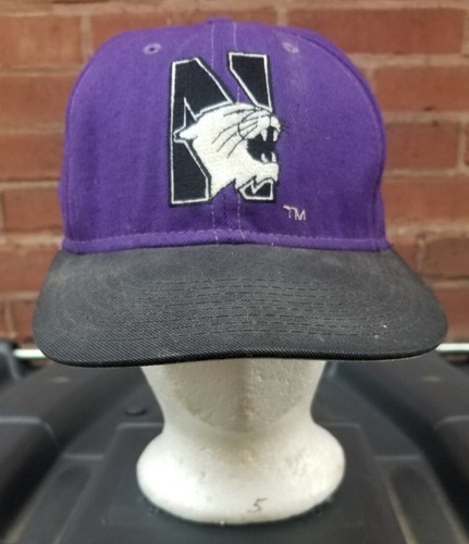 VTG Mens Evanston ILL Northwestern Wildcats Cap Hat Purple Black Fitted 7 3/8 - Picture 2 of 6