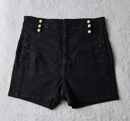 J BRAND "stretch-denim" pin-up high-waisted intermix travel fitted shorts 25 xs - Picture 6 of 10