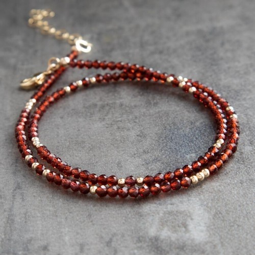 A1 Rhodonite Garnet Micro Faceted Round Beads 24" Love Success Necklace For Gift - Picture 8 of 9