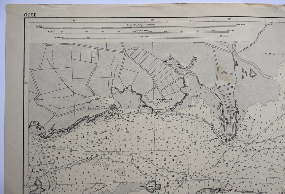 Nautical Chart "Auckland Harbour" UK Admiralty, 1951 - Image 4 of 4