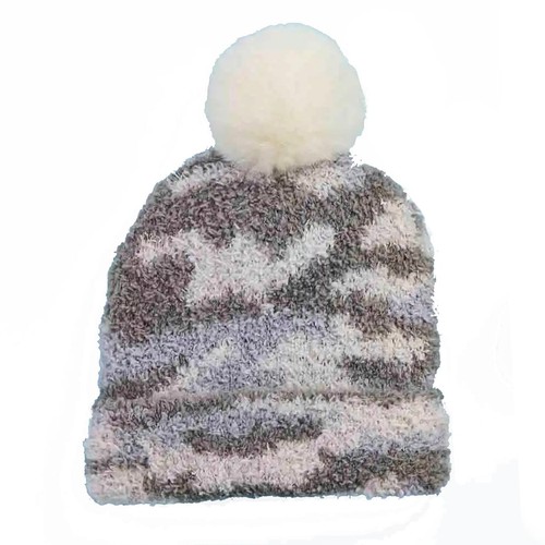 Mudpie white camo chenille hat New with Tags
