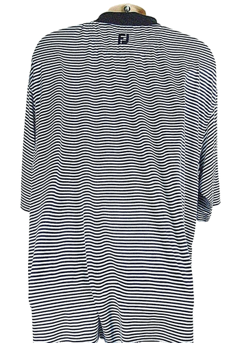 Footdry Prodry Lisle Herren Golf Poloshirt gestreift weiß/marine Gr. XL - Bild 4 von 6