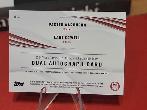2024 Topps Chrome Olympics Paxten Aaronson Cade Cowell Dual Auto 17/25 Olympic - Picture 3 of 3
