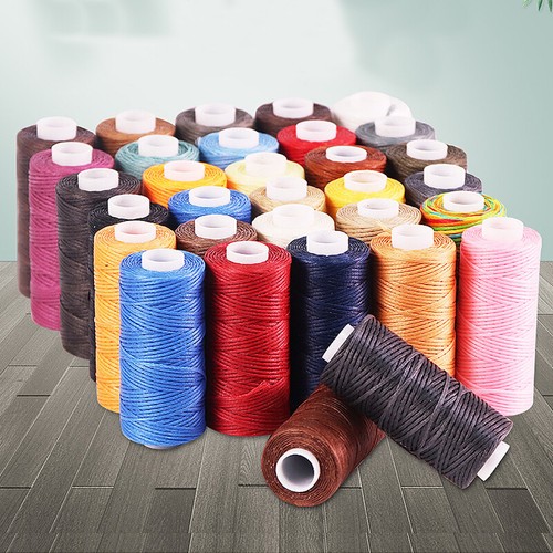 0.8mm 50M Round Waxed Thread for Leather Craft Sewing Polyester Cord Wax Strings - Picture 2 of 32