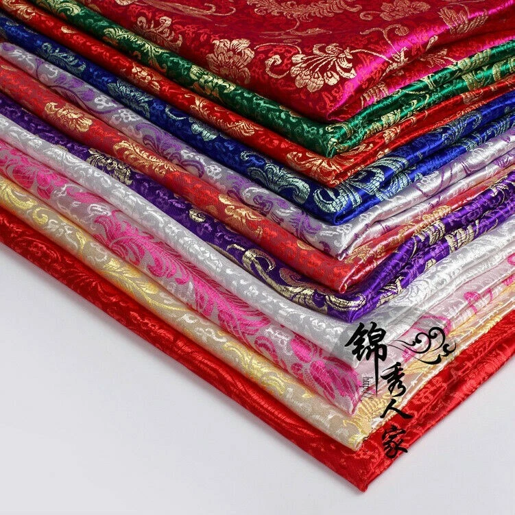 Tela de seda sintética floral satinado brocado chino para disfraz de vestido costura Cheongsam Foto 2 de 4