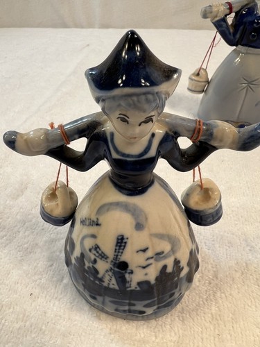 Vintage Delft Blue Dutch Girl and Boy Bells - Picture 5 of 11