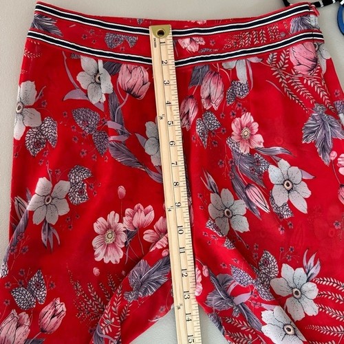 Pia Rossini Sheer Floral Pants Small Red Wide Leg Beach Festival Boho Side Zip - Picture 13 of 15