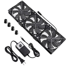 Wathai Dual Ball 3 x 120mm Computer Fan with AC Plug DC 12V Big Airflow Fans ...