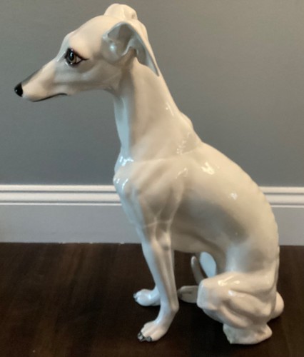 Vintage Napco 19” Sitting White Whippet Greyhound Ceramic Dog Statue READ - Picture 6 of 10