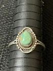 Vintage 925 Sterling Silver Green Turquoise Teardrop Ring Sz 9 ~ Southwest, Boho