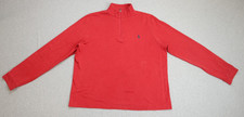 Polo Ralph Lauren Sweatshirt Large Red 100 Pima Cotton Mens 1/4 Zip Mock Neck