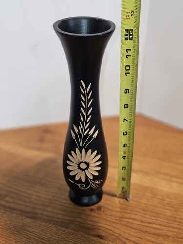 Vase Mangoholz geschnitzt Blume Wohndeko - Bild 6 von 9