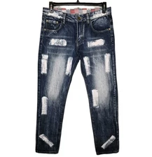 Distressed Paint Graffiti Jeans 34x33 Streetwear Y2K 90s Skater Hip Hop Rock NEW