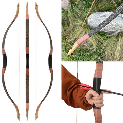 57" Traditional Recurve Bow Handmade 100lbs Archery Horsebow Longbow Shoot R/LH - Picture 1 of 12