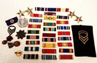 VINTAGE U.S. MILITARY W.W.2 & KOREAN WAR RIBBONS, MEDALS, & PINS