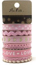 Pink Ribbon - Ribbons for Crafts Assorted Ribbon for Hair Cute Polka Dot Pom Pom