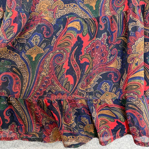 Lauren Ralph Lauren Paisley Tiered Peasant Skirt Womens 8 Lined Midi Boho Artist - Picture 3 of 12