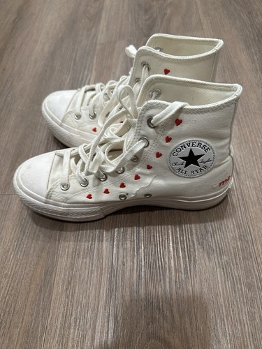 Nueva Zapatilla Converse Valentine Hearts All Star Chuck Taylor Hi Top Plataforma 7.5