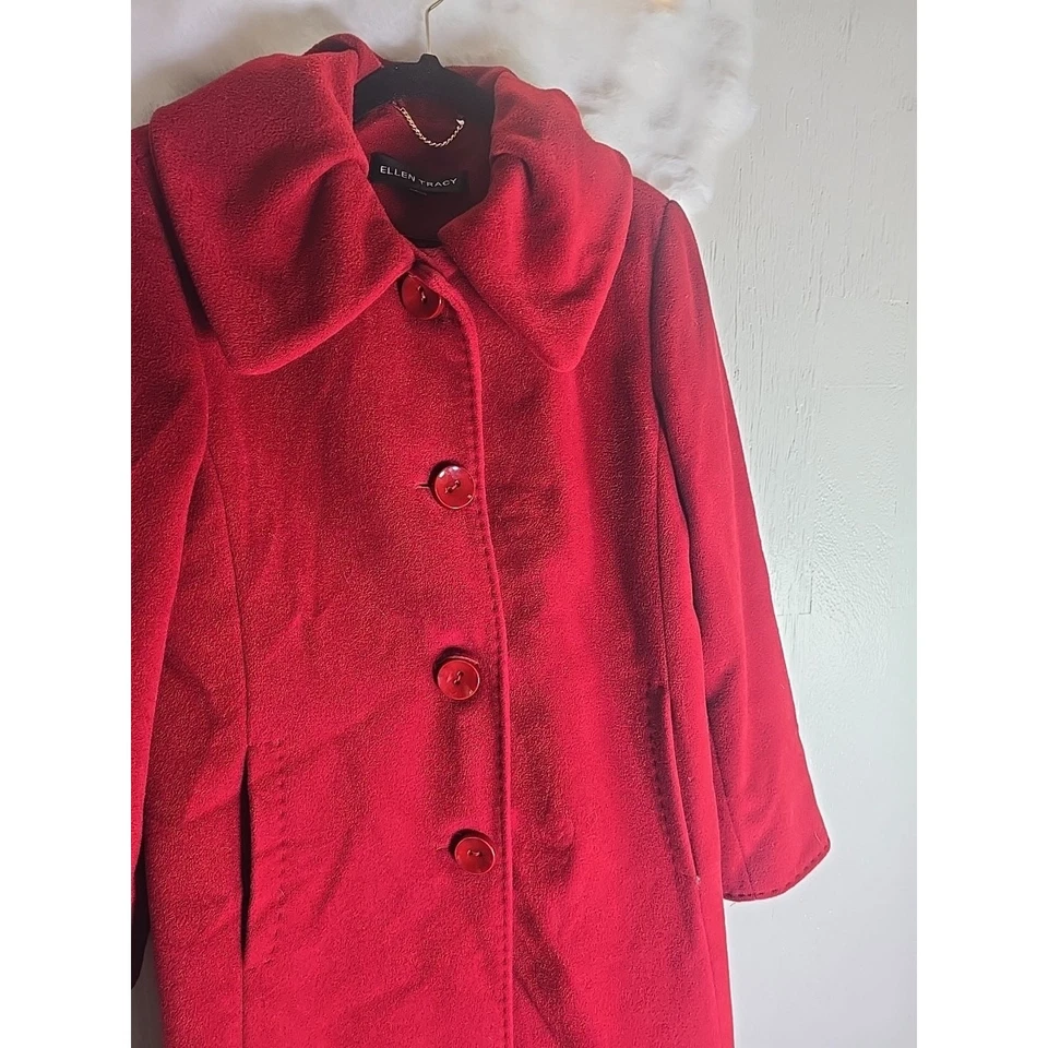 Abrigo Ellen Tracy Pea Mujer 8P Lana Angora Chaqueta Invierno Otoño Vacaciones Navidad Foto 2 de 4