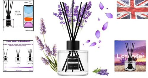 Elegant Glass Lavender Reed Diffuser Set – 120ml, 8 Sticks for Lasting Aroma - Picture 2 of 11