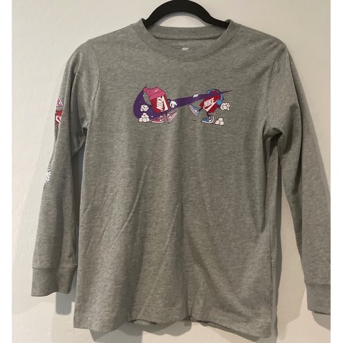 Nike Niñas Camiseta Grande Juvenil Manga Larga Camiseta Gráfica Cuello Redondo Bola de Nieve Nueva con Etiquetas