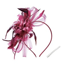 Women's Fascinators Feathers Mesh Ribbons Kentucky Derby Hat Tea Party Burgundy