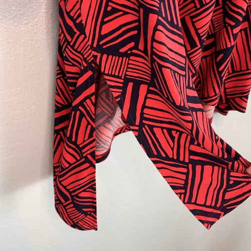 SUSAN GRAVER Top Mujer 3X Negro Rojo Líquido Tejido Asimétrico Largo Túnica Artística EE. UU. - Imagen 9 de 12