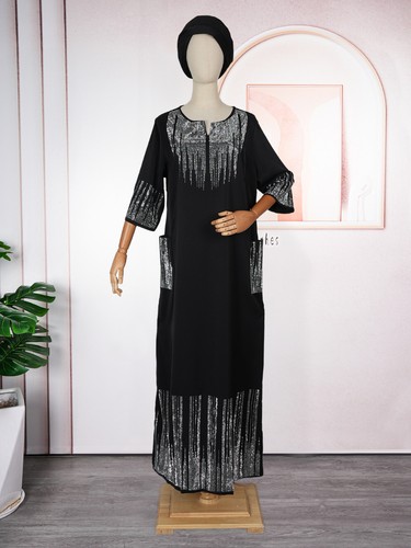 Abito lungo Dashiki Abaya donna africana caftano oversize sera ballo abito islamico - Foto 4 di 17
