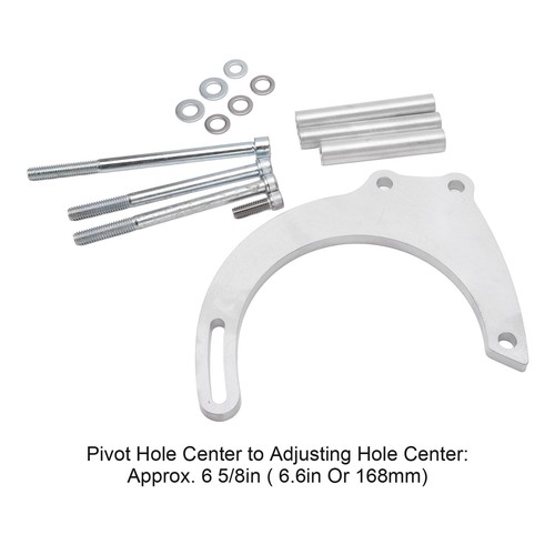 ✦ Alternator Bracket Kit CNC Aluminum Silver For Small Block Long Water Pump - Picture 10 of 12