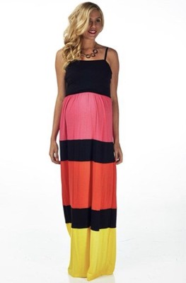 NWD C Luce Black Multi Colorblock Beach Island Guest Maxi Dress Small S 2 4