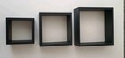 Floating Wall Square Cube Shelves Set of 3 Black 25cm, 20cm & 15cm