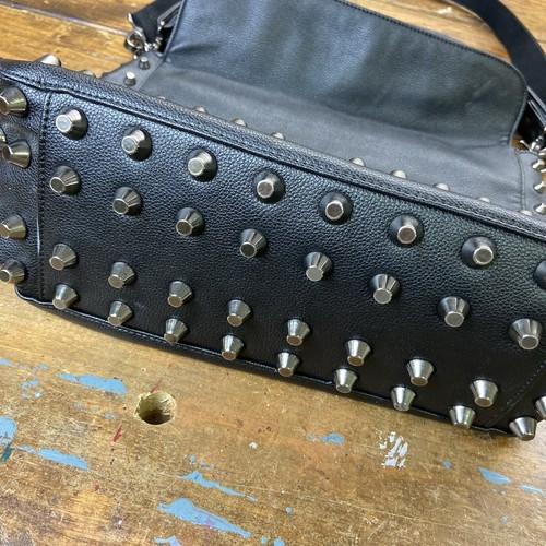 Scarleton Studded Skull Skeleton Faux Leather Messenger Bag - Picture 7 of 10