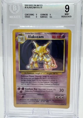 1999 POKEMON BASE SET UNLIMITED #1 ALAKAZAM-HOLO BGS 9 - Image 1 of 2