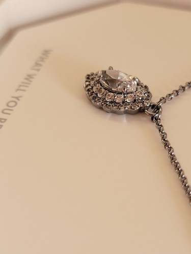 Bomb Party OG Necklace RBP4698 "Spill the Tea" Cubic Zirconia, Hematite Plating - Picture 4 of 8
