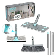 3-in-1 Detachable Broom and Mop Set Combo for House Cleaning, Collapsible Bro...