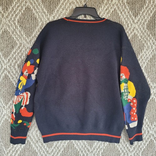 VINTAGE Juggling Clown Cardigan Sweater Womens Small Black  80s 90s VGC Maener - Picture 9 of 12