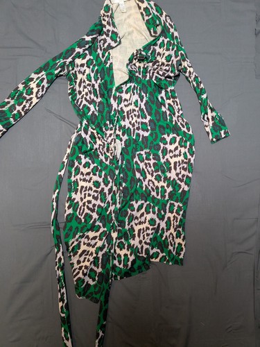 DVF Diane von Furstenberg Kleid Muriel gepunktet Katze grün Größe 10